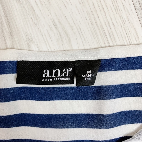 A.N.A. Sheer Navy Striped Blouse - Picture 6 of 7